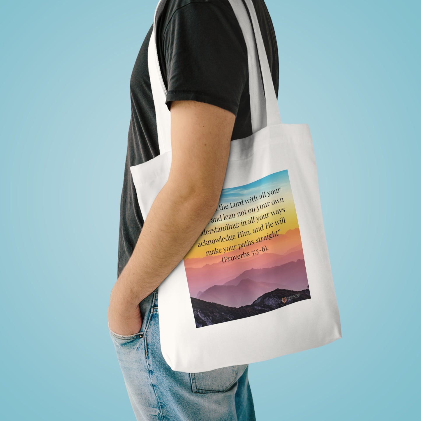 Inspirational Cotton Tote Bag -  Proverbs 3:5-6