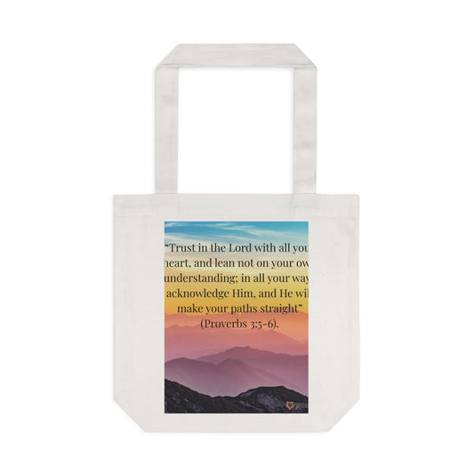 Inspirational Cotton Tote Bag -  Proverbs 3:5-6