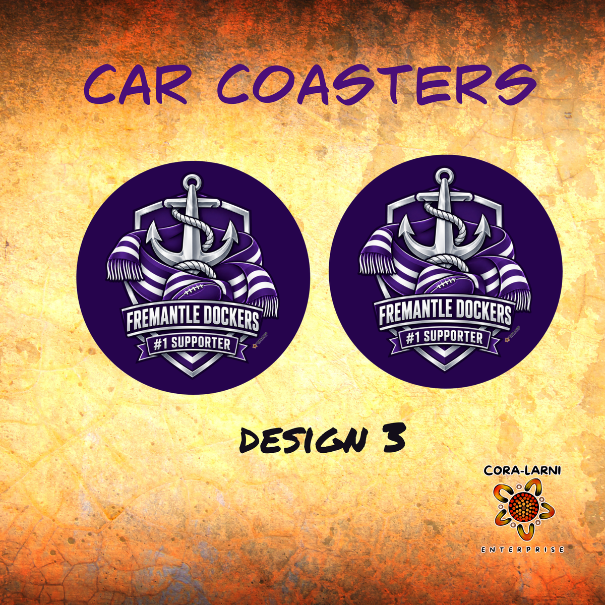 Freo No. 1 Supporter Car Coaster Set – Design 3