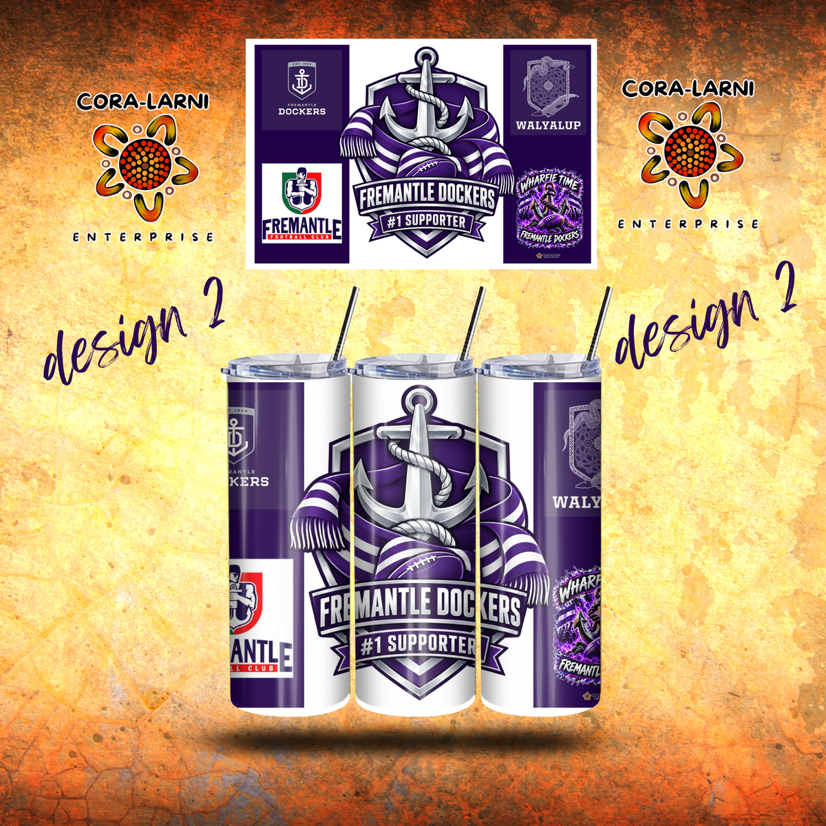 Fremantle Dockers No. 1 Supporter Tumbler – Design 2