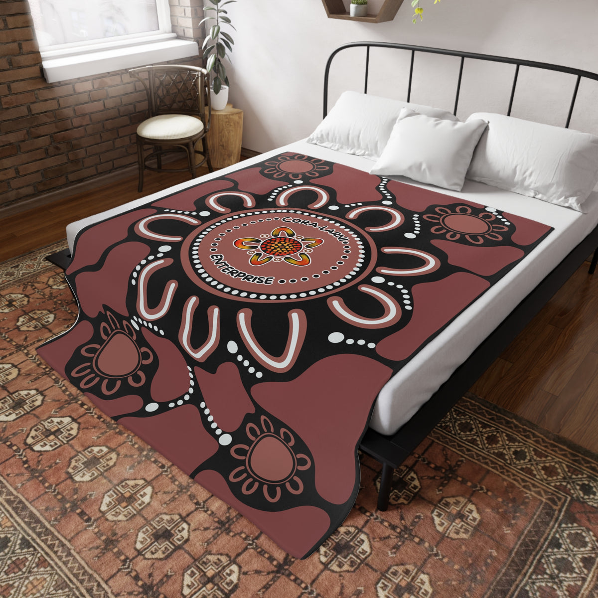 Aboriginal Art Plush Fleece Blanket - Exclusive