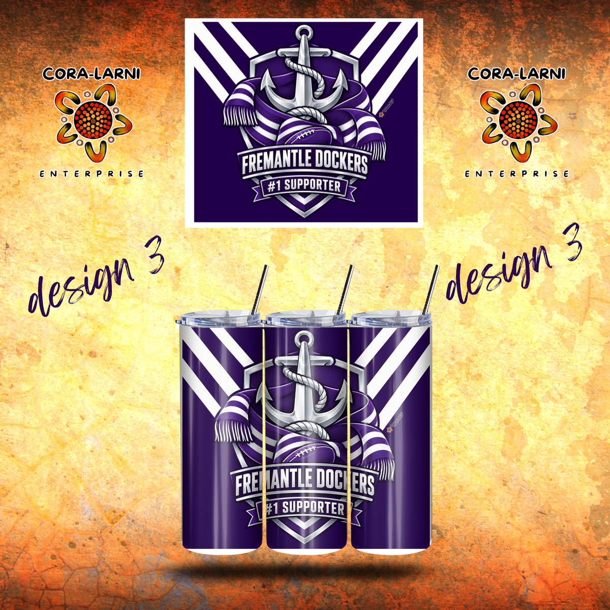 Fremantle Dockers No. 1 Supporter Tumbler – Design 3
