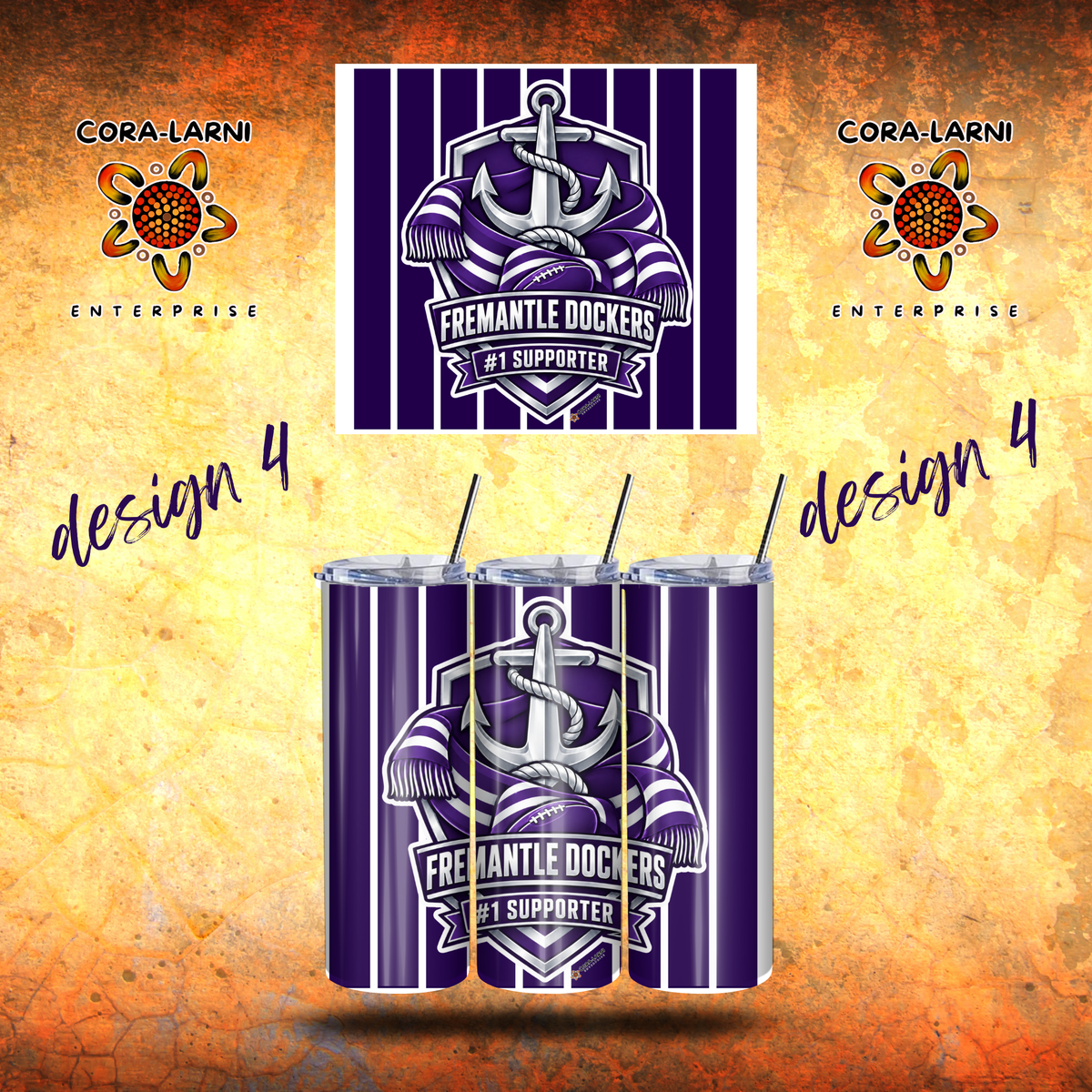Fremantle Dockers No. 1 Supporter Tumbler – Design 4