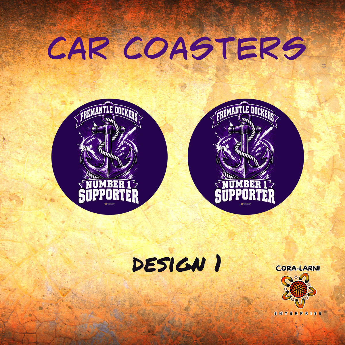 Freo No. 1 Supporter Car Coaster Set – Design 1